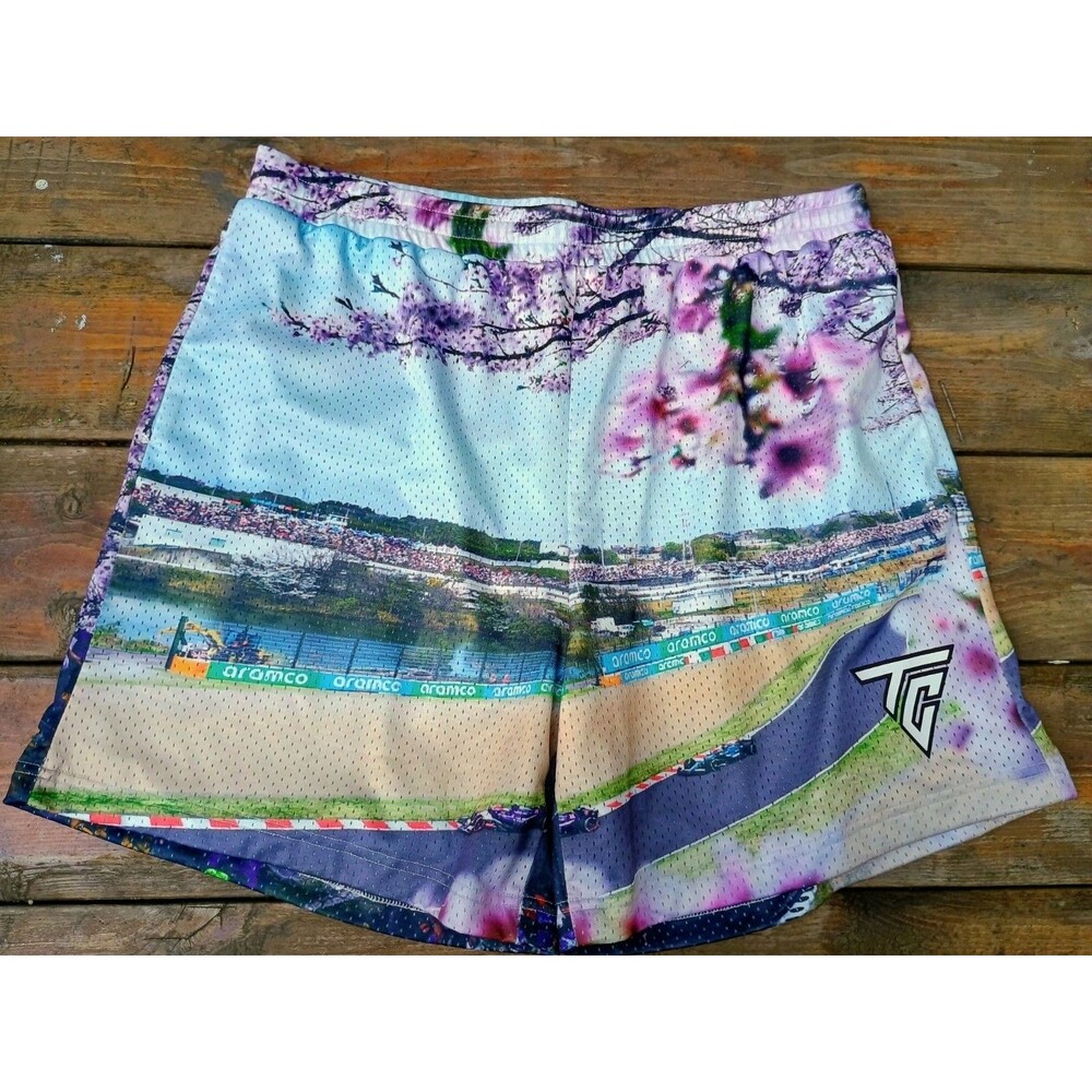 TunerCult In Speed We Trust Mesh Shorts XL All Over Print Race Track Athletic